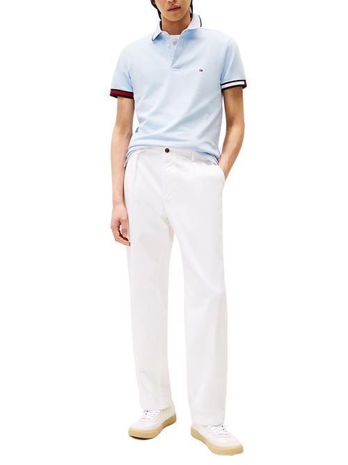 Polo uomo celeste in cotone Tommy Hilfiger | MW0MW38458C1O